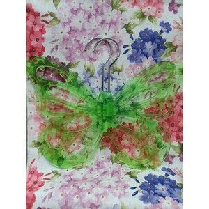 Set of Two Plastic Green Glitter Butterfly Scarf Hanger